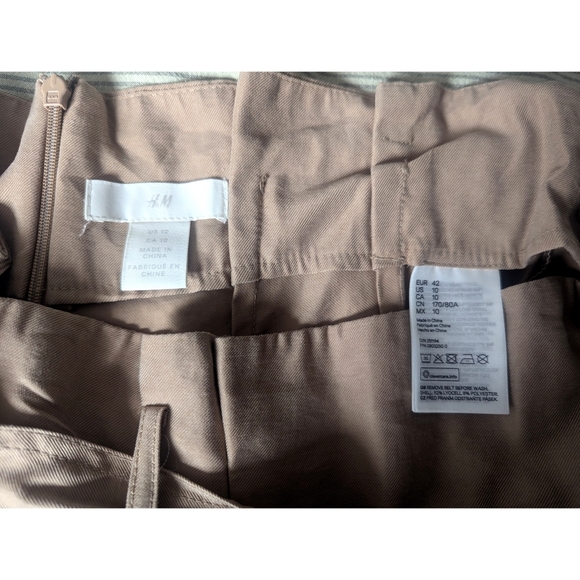 H&M Khaki Cargo Skirt with Removable Tie Belt Paper Bag Style - Picture 4 of 4